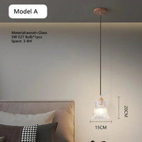 Lampe de chevet en verre et bois avec LED E27 - Suspension | Marco Lucetti Modèle A / Lumière blanche