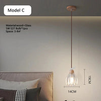 Lampe de chevet en verre et bois avec LED E27 - Suspension | Marco Lucetti Modèle C / Lumière blanche