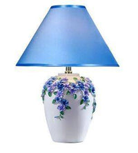 Lampe de chevet floral moderne, avec abat-jour en tissu varié | Marco Lucetti Bleu
