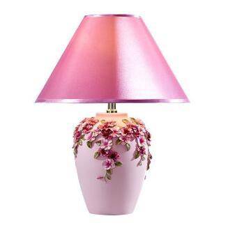 Lampe de chevet floral moderne, avec abat-jour en tissu varié | Marco Lucetti Rose