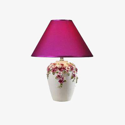 Lampe de chevet floral moderne, avec abat-jour en tissu varié | Marco Lucetti Rouge