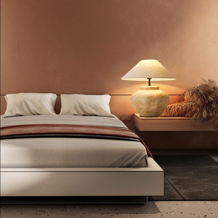 Lampe de chevet japonaise en céramique et tissu | Marco Lucetti