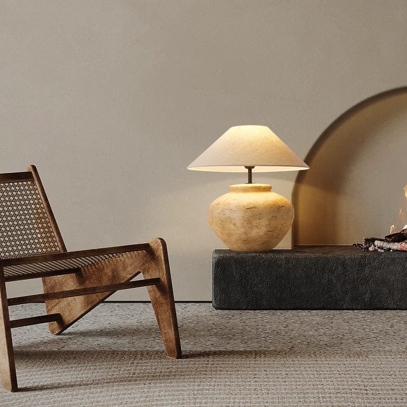 Lampe de chevet japonaise en céramique et tissu | Marco Lucetti