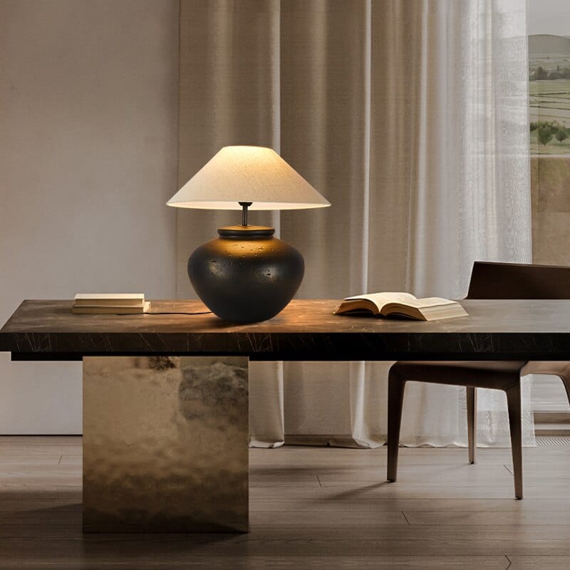 Lampe de chevet japonaise en céramique et tissu | Marco Lucetti