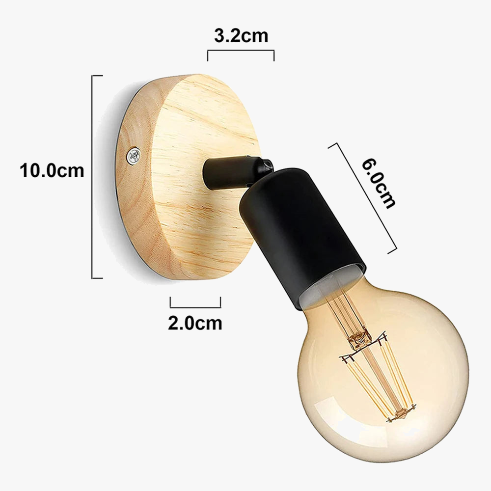Applique murale nordique en bois avec abat-jour métal