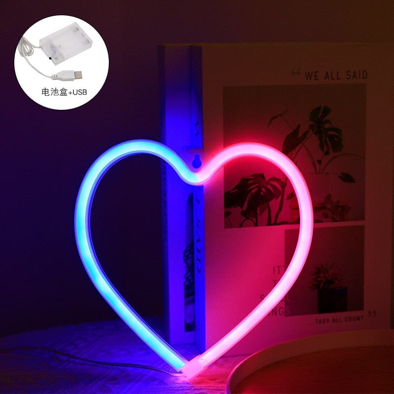 Lampe de Chevet LED - Collection POP | Marco Lucetti Coeur Bleu-Rose