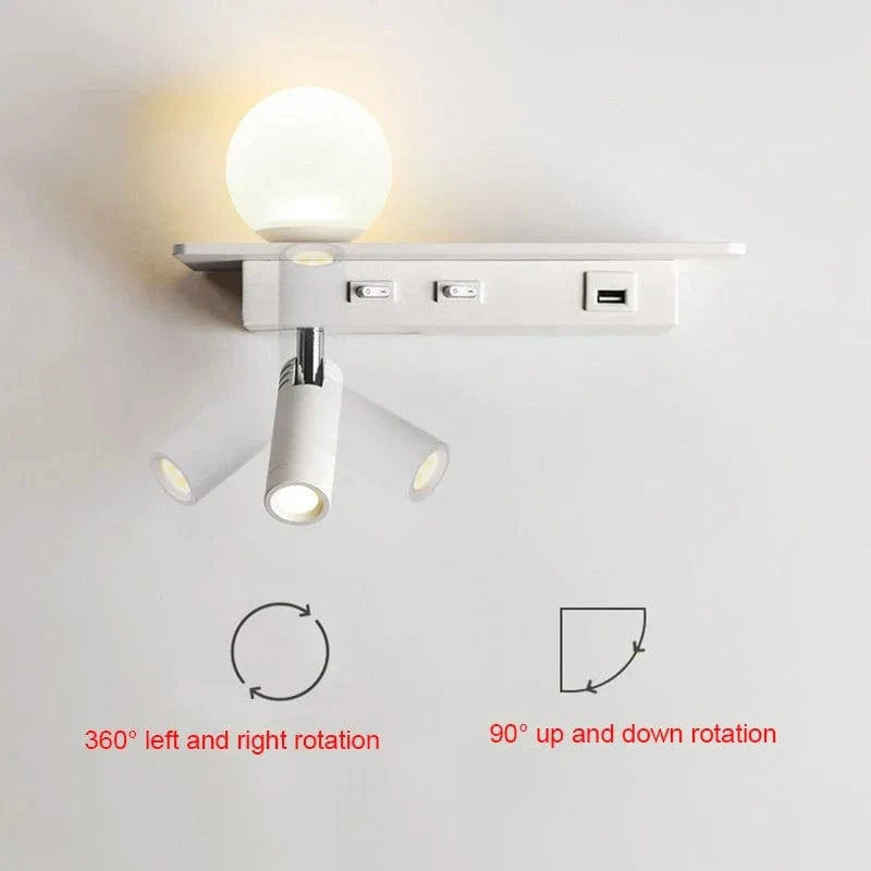 Lampe de chevet moderne LED avec interrupteur et USB – Édition Deluxe | Marco Lucetti