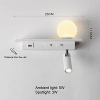 Lampe de chevet moderne LED avec interrupteur et USB – Édition Deluxe | Marco Lucetti Blanc à droite / Blanc froid (5 500-7 000 K).