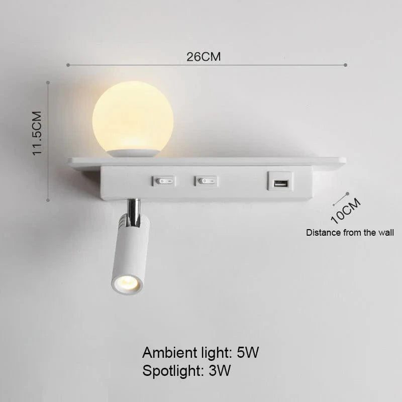 Lampe de chevet moderne LED avec interrupteur et USB – Édition Deluxe | Marco Lucetti Blanc gauche / Blanc froid (5 500-7 000 K).