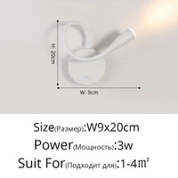 Lampe de chevet murale design nordique LED avec port USB et interrupteur | Marco Lucetti