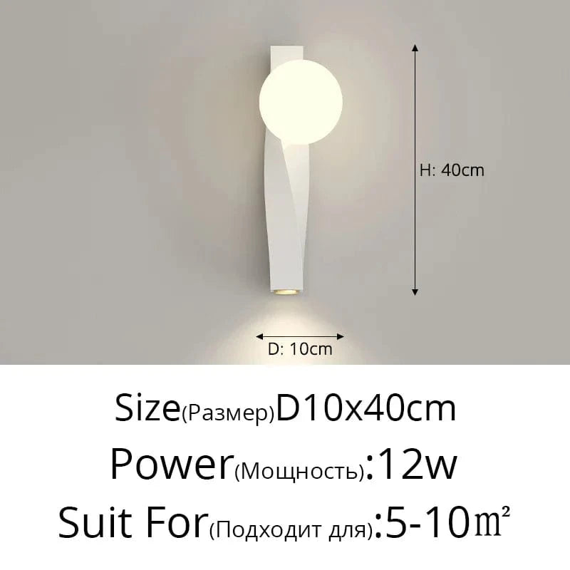 Lampe de chevet murale en U Anti Lumière Bleue Minimaliste | Marco Lucetti 2381 Blanc D10x40cm / 3 couleurs sans télécommande
