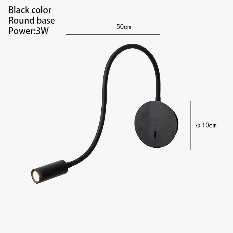 Lampe de chevet murale LED GYS - Spot lumineux 3W avec interrupteur marche/arrêt - Noir et blanc - Flexible pour table ou bureau - Éclairage intérieur AC85-265V | Marco Lucetti