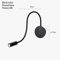 Lampe de chevet murale LED GYS - Spot lumineux 3W avec interrupteur marche/arrêt - Noir et blanc - Flexible pour table ou bureau - Éclairage intérieur AC85-265V | Marco Lucetti