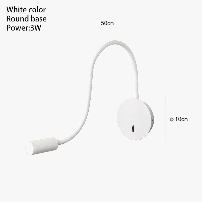 Lampe de chevet murale LED GYS - Spot lumineux 3W avec interrupteur marche/arrêt - Noir et blanc - Flexible pour table ou bureau - Éclairage intérieur AC85-265V | Marco Lucetti