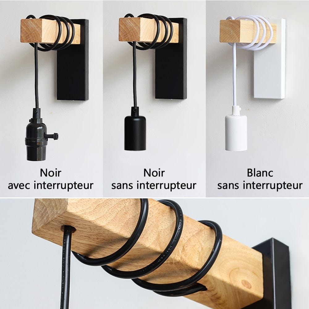 Lampe de chevet Murale Vintage Bois - Raylan | Marco Lucetti