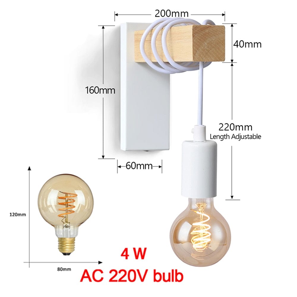 Lampe de chevet Murale Vintage Bois - Raylan | Marco Lucetti
