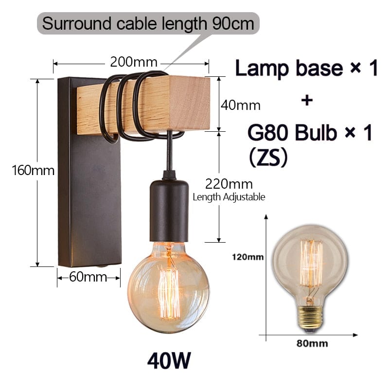 Lampe de chevet Murale Vintage Bois - Raylan | Marco Lucetti