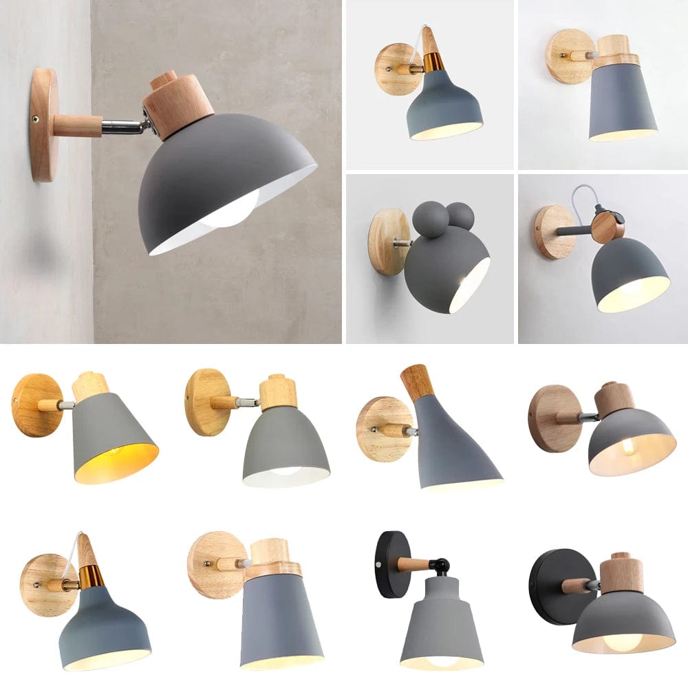 Lampe de chevet nordique en bois moderne avec applique murale  dirigée pour chambre et salon. | Marco Lucetti