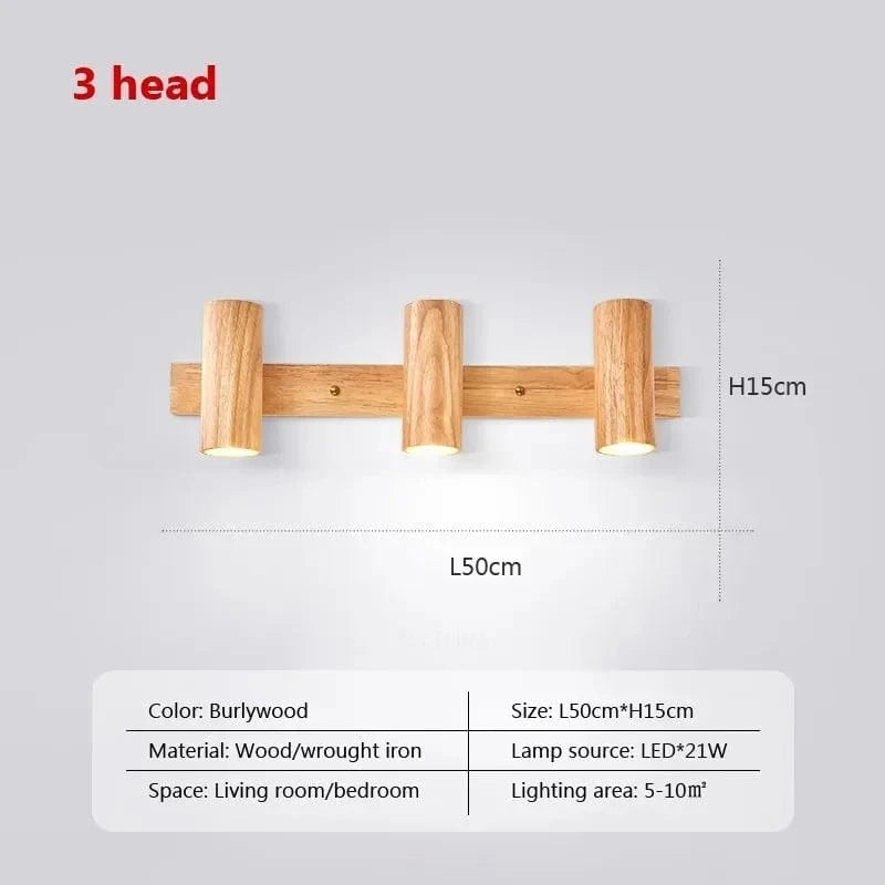 Lampe de chevet nordique LED multi-têtes en noyer - Édition exclusive | Marco Lucetti WL588 Burlywood 3H / Sans ampoule