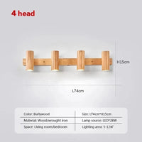 Lampe de chevet nordique LED multi-têtes en noyer - Édition exclusive | Marco Lucetti WL588 Burlywood 4H / Sans ampoule