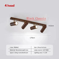 Lampe de chevet nordique LED multi-têtes en noyer - Édition exclusive | Marco Lucetti WL588 Noyer 4H / Sans ampoule