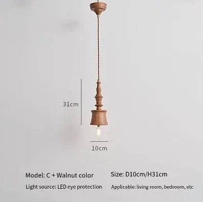Lampe de chevet rétro en bois style japonais pour bars et restaurants | Marco Lucetti C / Pas d'ampoule