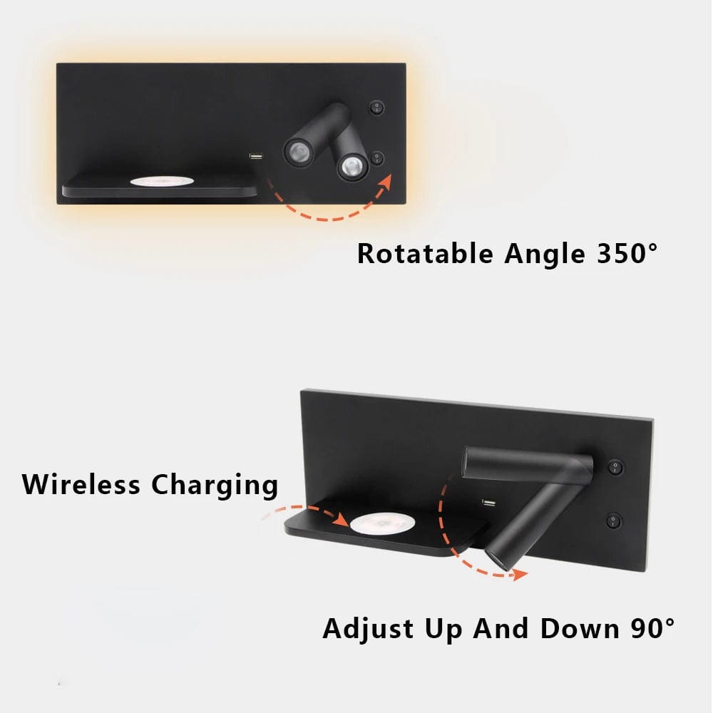 Lampe de lecture LED SandiY avec chargeur USB sans fil | Marco Lucetti