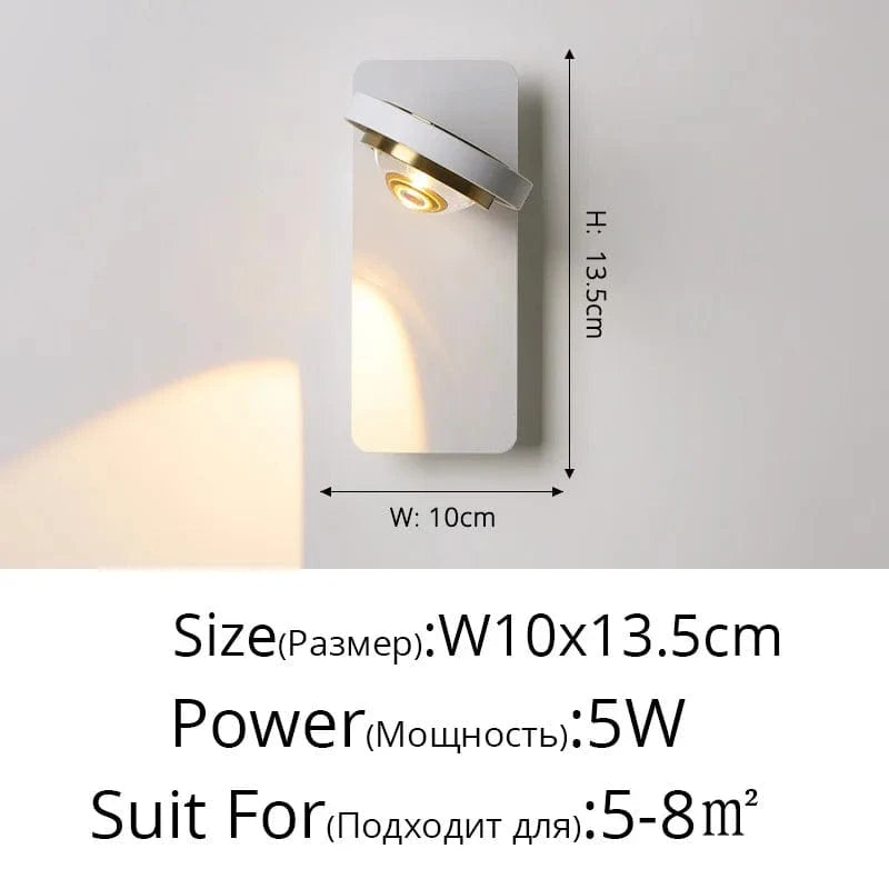 Lampe de lecture rotative minimaliste pour hôtel scandinave | Marco Lucetti DG6120 Blanc L10x13