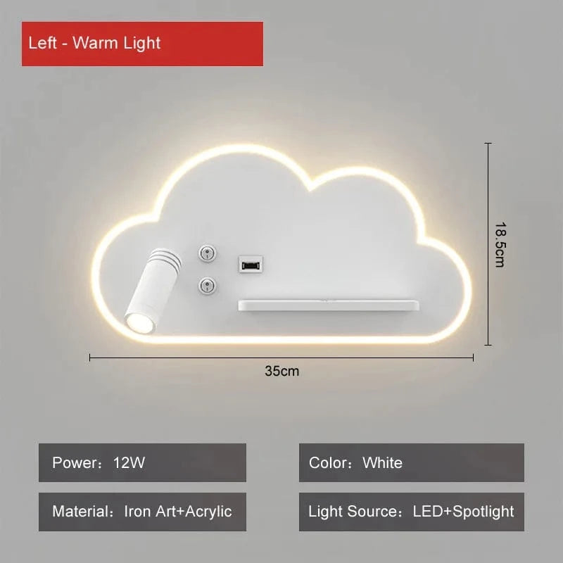 Lampe de lit LED Multifonction avec Chargeur Sans Fil USB - BrightLuxe | Marco Lucetti Gauche / CHINE / Blanc chaud (2700-3500K) | 11-13W