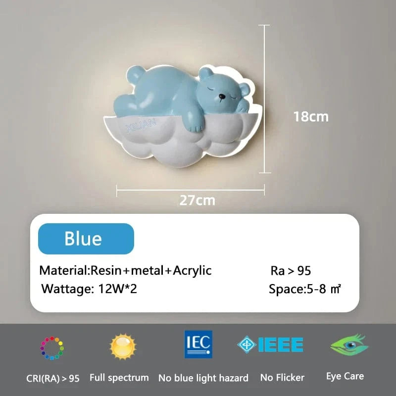 Lampe de nuit Ours Polaire - Dessin Animé Enfants - Télécommande et Gradation - Chambre d'Enfant - Princesse | Marco Lucetti Ours bleu / 3 Température de couleur