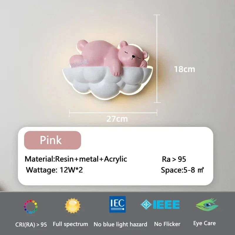 Lampe de nuit Ours Polaire - Dessin Animé Enfants - Télécommande et Gradation - Chambre d'Enfant - Princesse | Marco Lucetti Ours rose / 3 Température de couleur