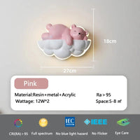 Lampe de nuit Ours Polaire - Dessin Animé Enfants - Télécommande et Gradation - Chambre d'Enfant - Princesse | Marco Lucetti Ours rose / 3 Température de couleur