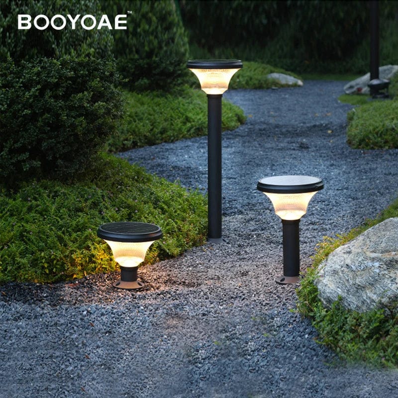 Lampe de pelouse solaire LED brandée "Rougeoyante" - Éclairage extérieur sans fil - Design moderne - Étanche | Marco Lucetti