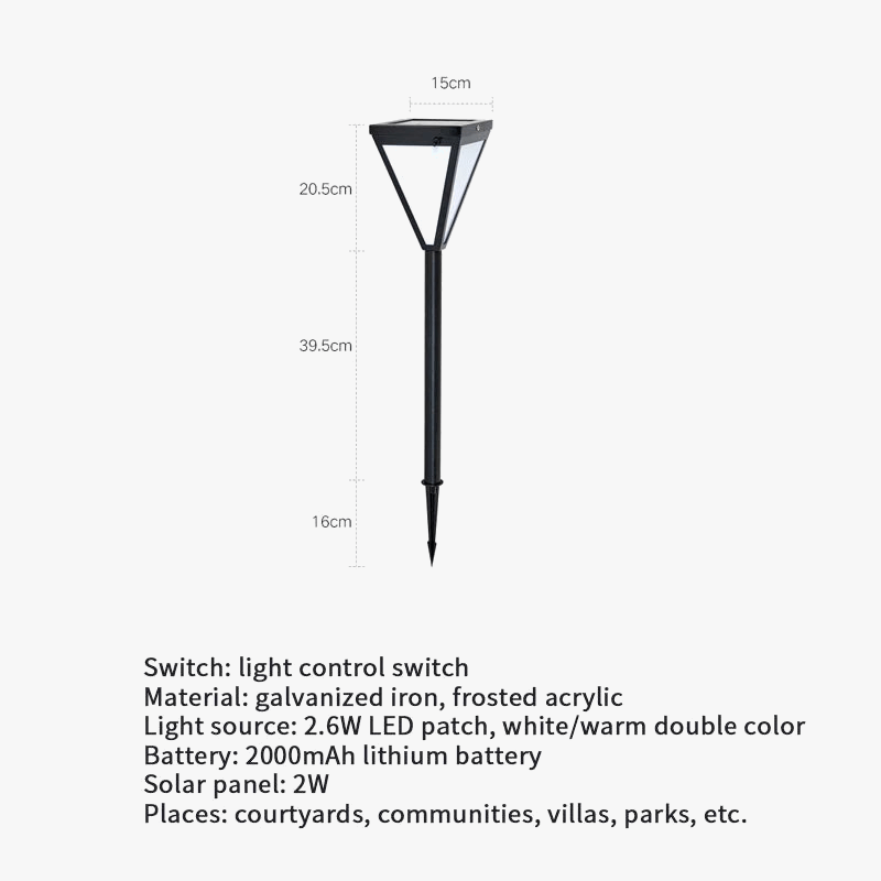 Lampe de pelouse solaire LED rougeoyante - Éclairage extérieur sans électricité | Marco Lucetti Télécommande