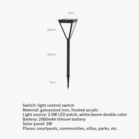 Lampe de pelouse solaire LED rougeoyante - Éclairage extérieur sans électricité | Marco Lucetti Télécommande