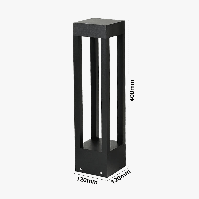 Lampe de pilier LED pour cour de villa, 40 cm, moderne en aluminium noir | Marco Lucetti