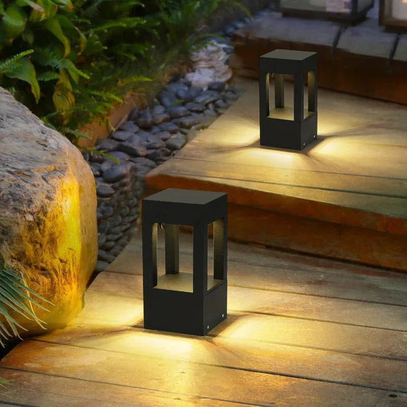 Lampe de pilier LED pour cour de villa, 40 cm, moderne en aluminium noir | Marco Lucetti