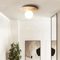 Lampe de plafond en pierre jaune Wabi-sabi pour décorer votre couloir ou votre balcon en Europe du Nord | Marco Lucetti
