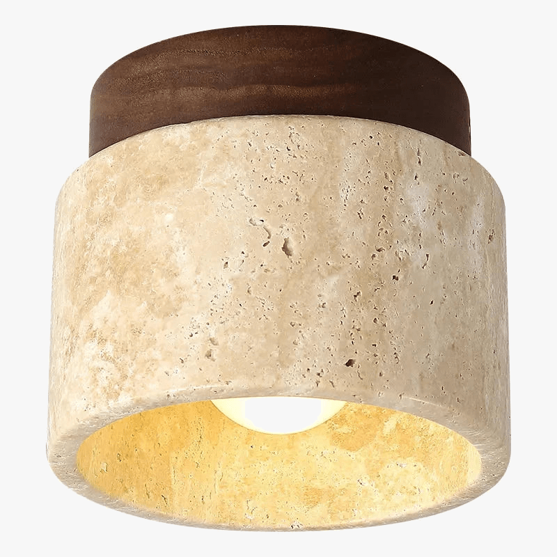 Lampe de plafond en pierre jaune Wabi-sabi pour décorer votre couloir ou votre balcon en Europe du Nord | Marco Lucetti