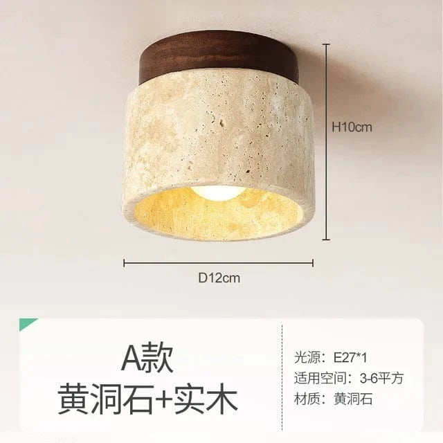 Lampe de plafond en pierre jaune Wabi-sabi pour décorer votre couloir ou votre balcon en Europe du Nord | Marco Lucetti A style