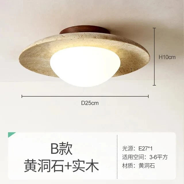 Lampe de plafond en pierre jaune Wabi-sabi pour décorer votre couloir ou votre balcon en Europe du Nord | Marco Lucetti Style B