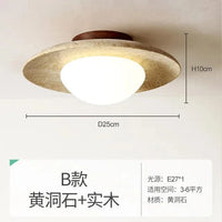 Lampe de plafond en pierre jaune Wabi-sabi pour décorer votre couloir ou votre balcon en Europe du Nord | Marco Lucetti Style B
