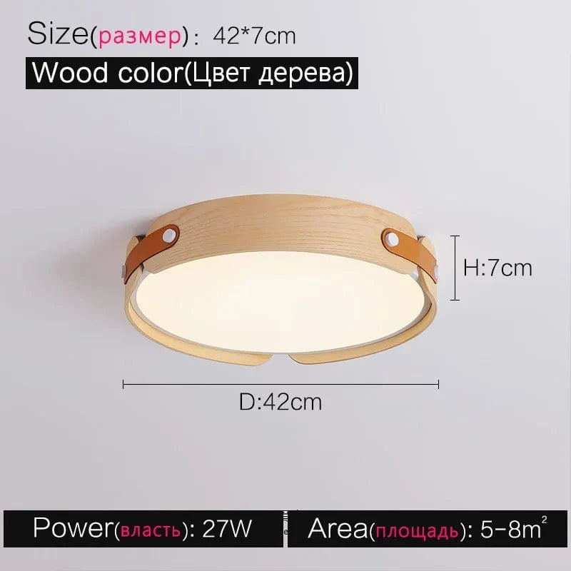 Lampe de plafond japonaise en noyer pour chambre à coucher nordique | Marco Lucetti Couleur bois 42cm / Blanc chaud (3000k)