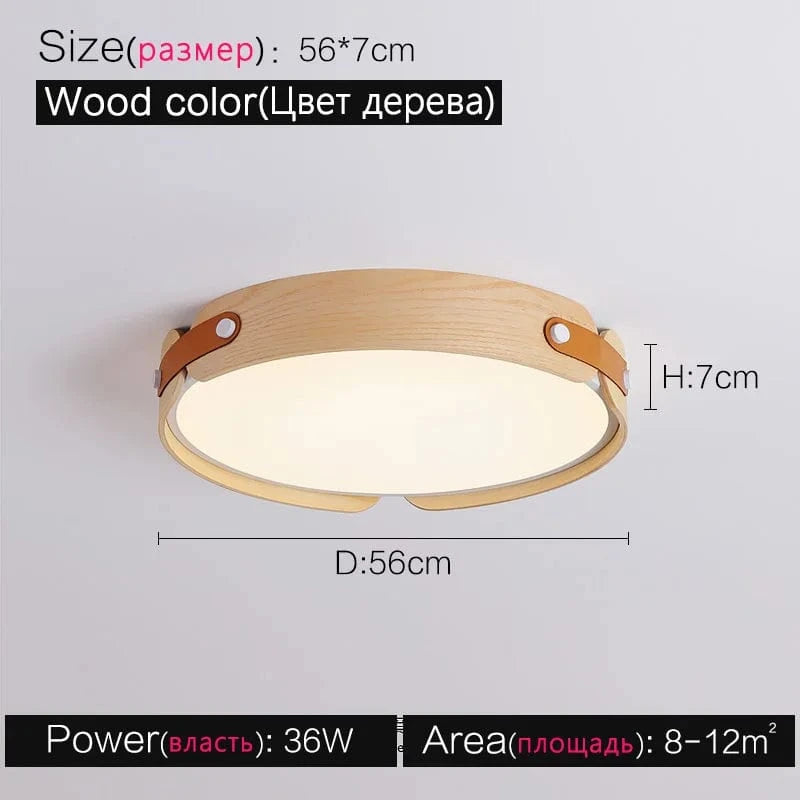 Lampe de plafond japonaise en noyer pour chambre à coucher nordique | Marco Lucetti Couleur bois 56cm / Blanc chaud (3000k)