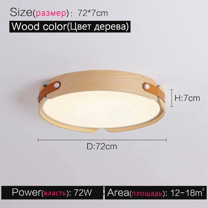 Lampe de plafond japonaise en noyer pour chambre à coucher nordique | Marco Lucetti Couleur bois 72cm / Blanc chaud (3000k)