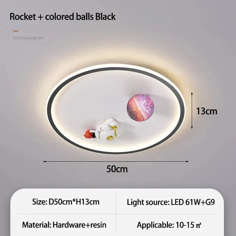  Lampe de plafond pour chambre d'enfant au design moderne et animé | Marco Lucetti Couleur fusée-noir / Changeable