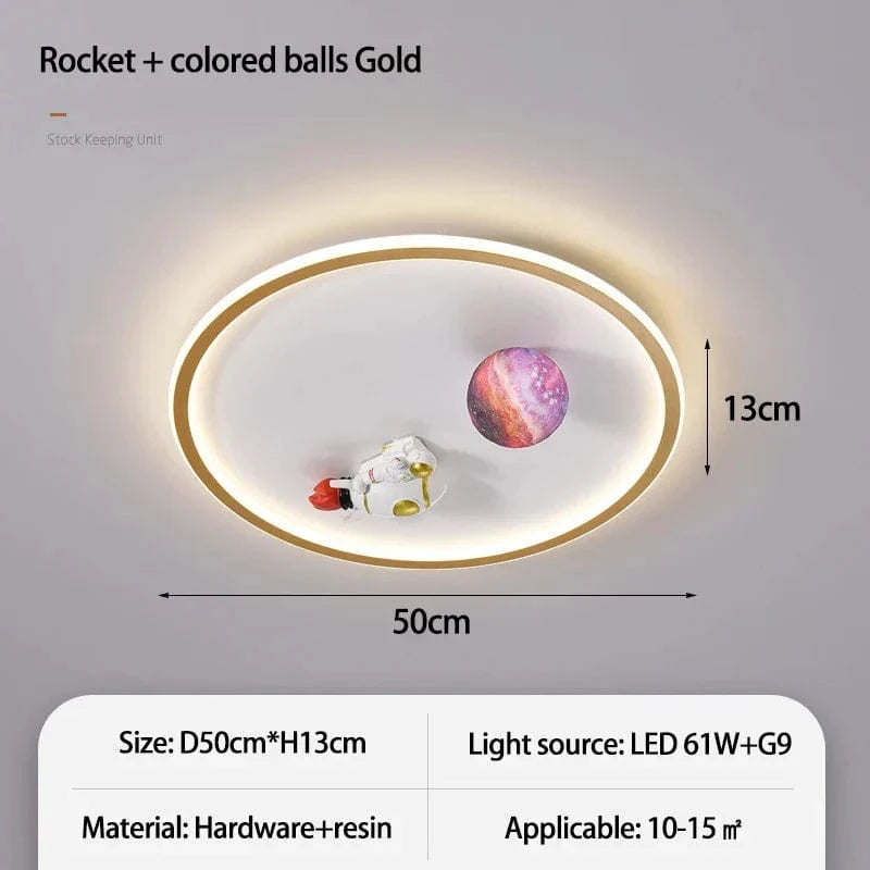  Lampe de plafond pour chambre d'enfant au design moderne et animé | Marco Lucetti Couleur fusée-or / Changeable