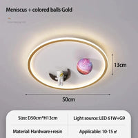  Lampe de plafond pour chambre d'enfant au design moderne et animé | Marco Lucetti Ménisque couleur-or / Changeable