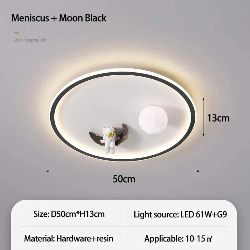  Lampe de plafond pour chambre d'enfant au design moderne et animé | Marco Lucetti Ménisque lune-noir / Changeable