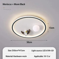  Lampe de plafond pour chambre d'enfant au design moderne et animé | Marco Lucetti Ménisque lune-noir / Changeable